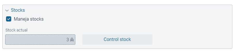 Control de stock en producto de TPVnube.es